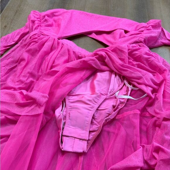 For Love & Lemons Juni Strapless Maxi Dress‎ Medium Dark Pink Tiered Skirt - Picture 9 of 12